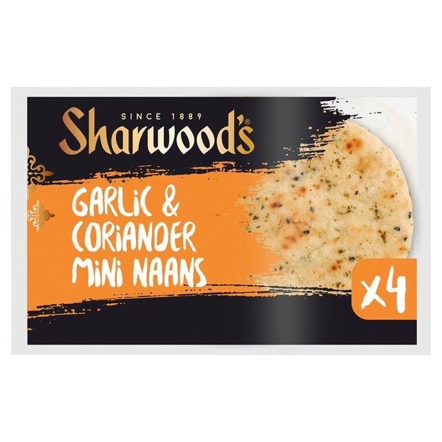 Sharwood’s Naans Mini Garlic & Coriander, 4 Per Pack