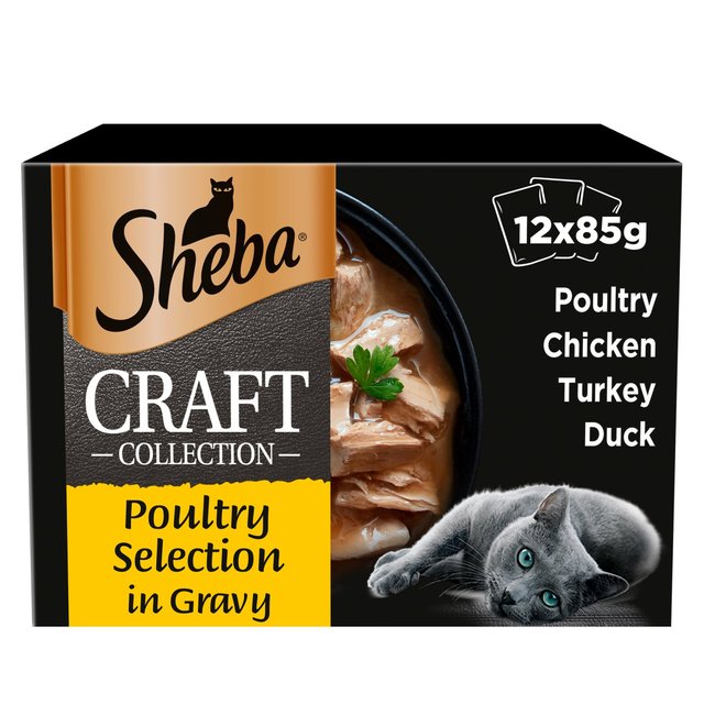 Sheba Craft Adult 1+ Wet Cat Food Pouches Mixed Poultry Gravy, 12 x 85g
