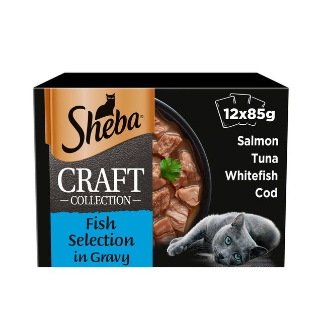 Sheba Craft Cat Food Pouches Fish in Gravy, 12 x 85g