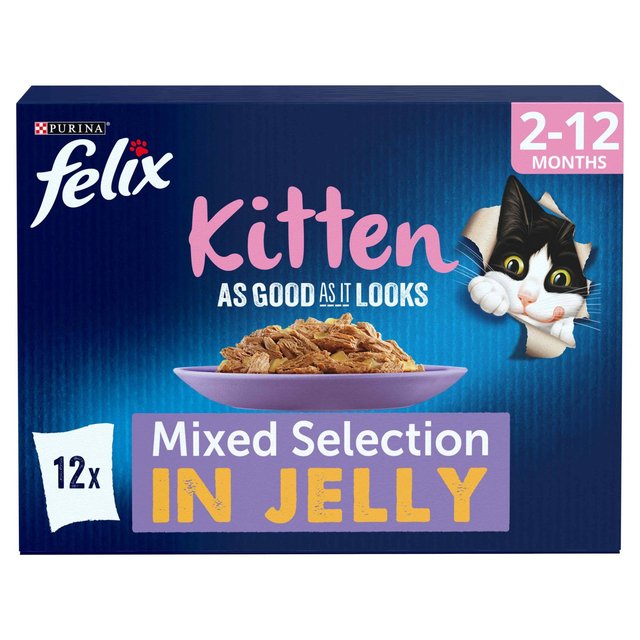 Felix Agail As Good It Looks Kitten Cat Food Mixed in Jelly, 100g, 12 x 100g