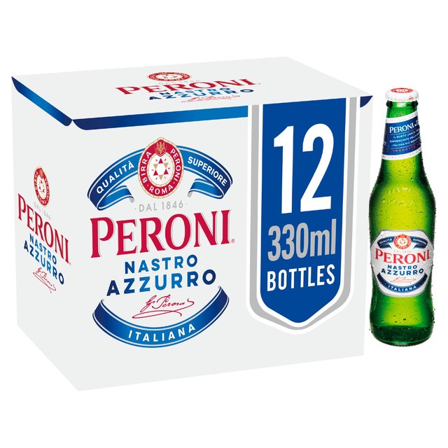 Peroni Nastro Azzurro Beer Lager Bottles, 12 x 330ml