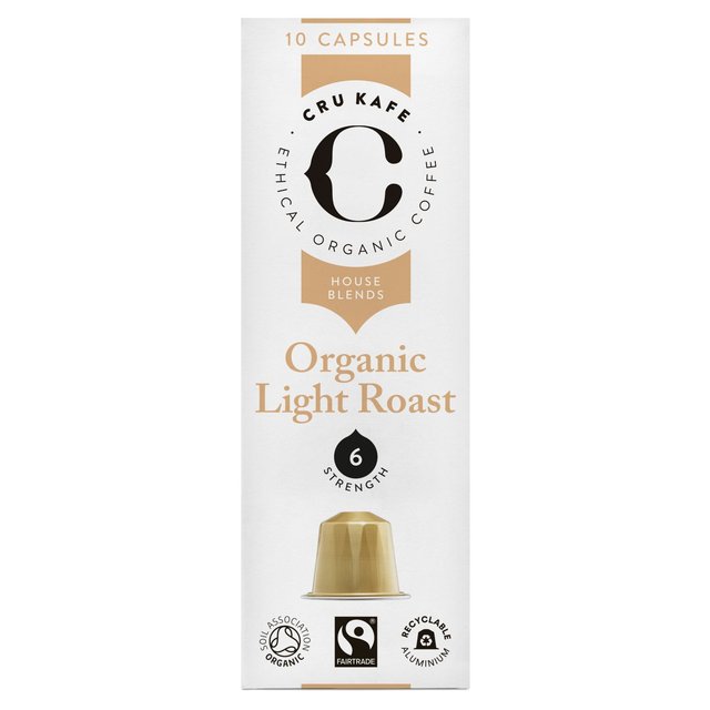 CRU Kafe Organic Light Roast Nespresso Compatible Coffee Capsules, 10 Per Pack