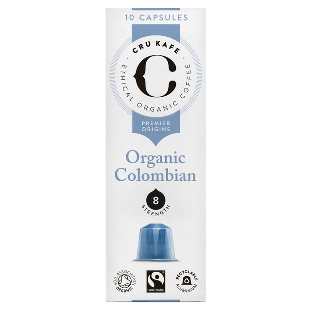 CRU Kafe Organic Single Origin Colombian Nespresso Compatible Capsules, 10 Per Pack