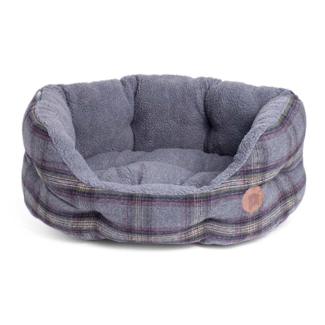 Petface Grey Tweed Oval Pet Bed Medium