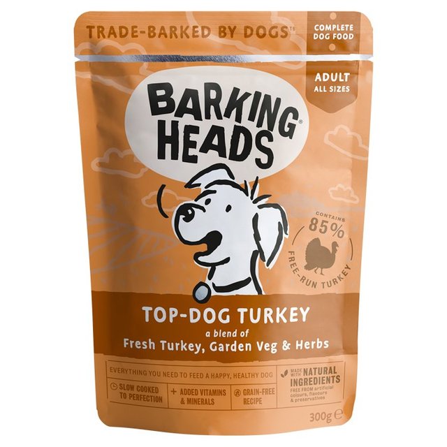 Barking Heads Top Dog Turkey Wet Dog Food Pouch, 300g