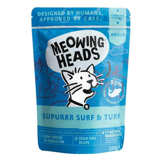 Meowing Heads Supurrr Surf & Turf Wet Cat Food Pouch, 100g