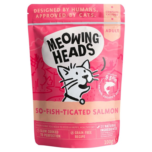 Meowing Heads So-fish-ticated Salmon Wet Cat Food Pouch, 100g