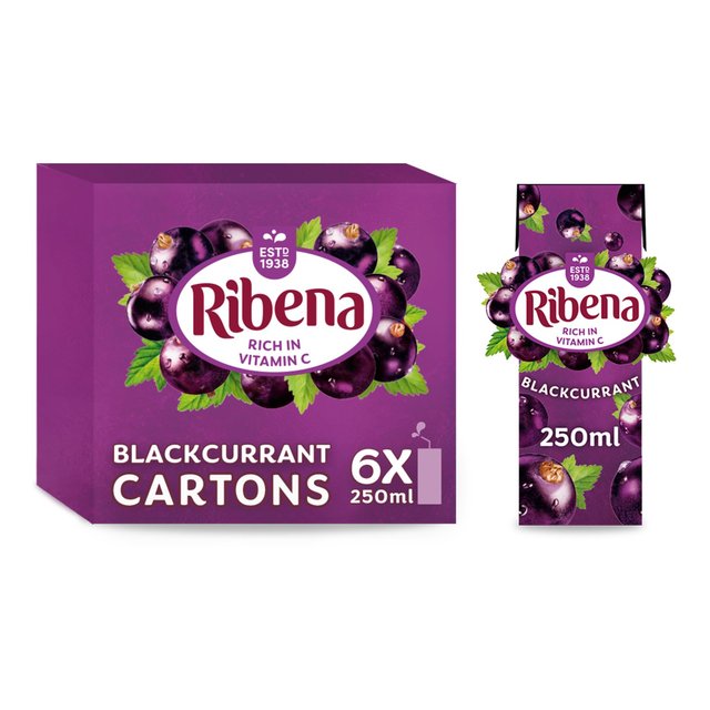 Ribena Blackcurrant Juice Cartons, 6 x 250ml