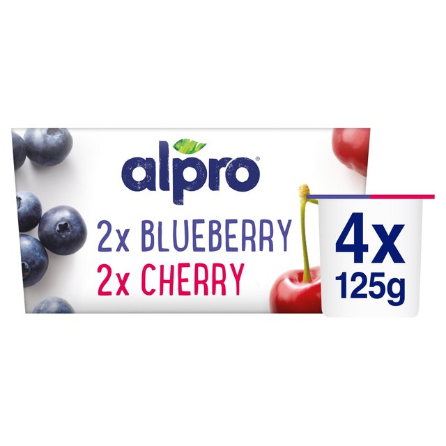 Alpro Blueberry & Cherry Yoghurt Alternative, 4 x 125g