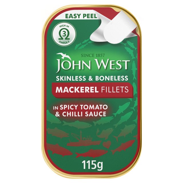 John West Mackerel Fillets In Spicy Tomato & Chilli Sauce, 115g