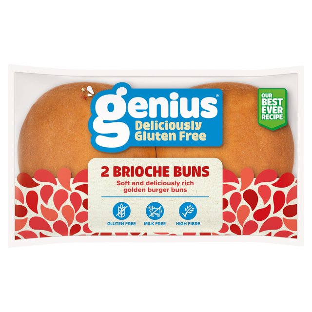 Genius Gluten Free Brioche Burger Buns, 2 Per Pack