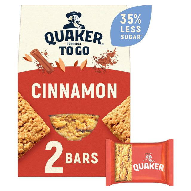 Quaker Porridge To Go Cinnamon Breakfast Bars 55g x, 55gx2