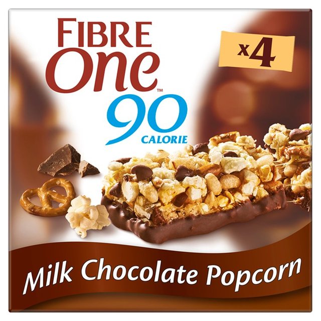 Fibre One 90 Calorie Milk Chocolate Popcorn Bars, 4 x 21g
