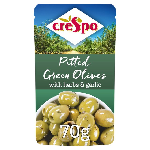Crespo Olives Green Herbs & Garlic, 70g