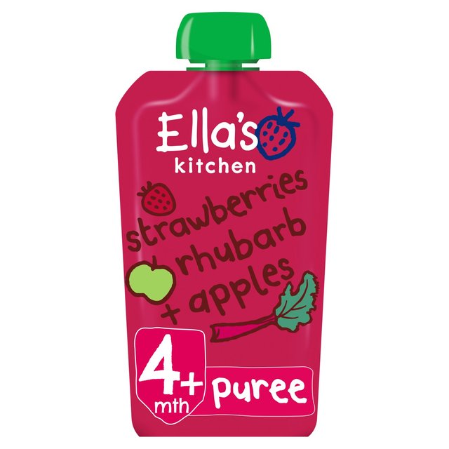 Ella’s Kitchen Strawberries, Rhubarb and Apples Baby Food Pouch 4+ Months, 120g