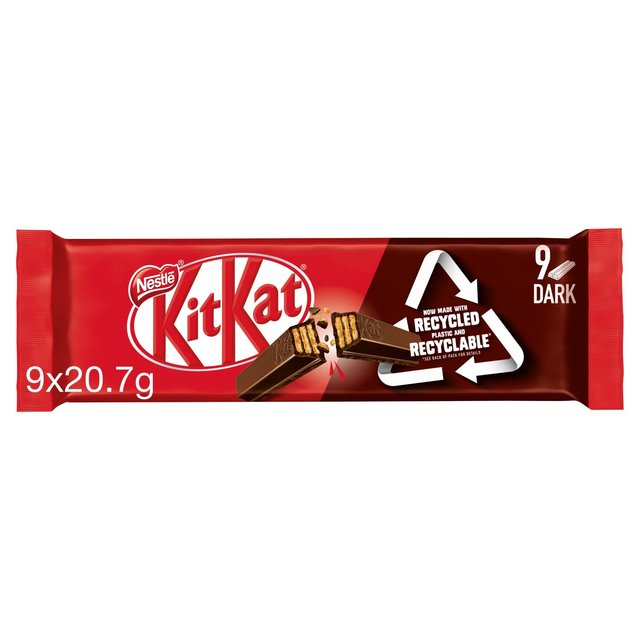 KitKat 2 Finger Dark Chocolate Biscuit Bar, 9 x 20.7g