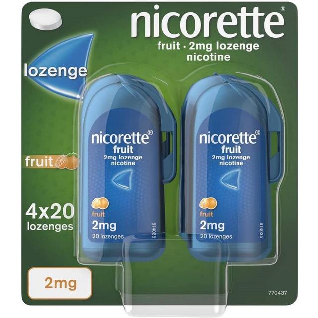 Nicorette Fruit Lozenge, 2 mg, Stop Smoking Aid, 80 Per Pack
