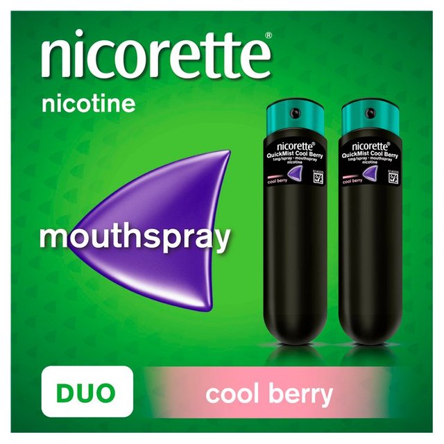 Nicorette QuickMist Mouth Spray, Cool Berry, Duo,1 mg, Stop Smoking Aid, 2 per Pack