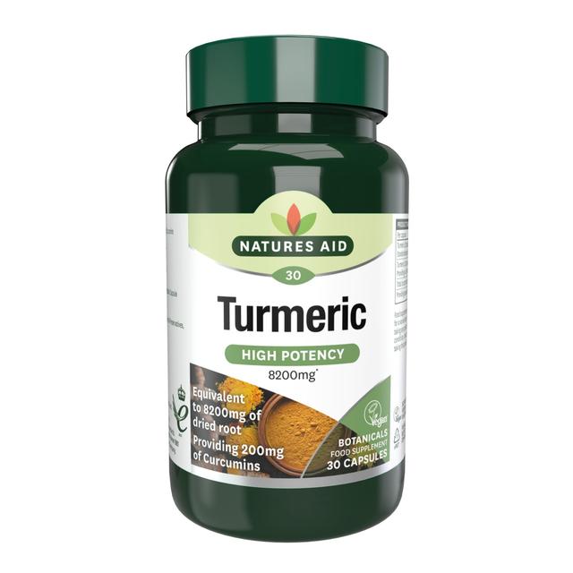 Natures Aid Superfoods Tumeric Supplement Capsules 8200mg, 30 per Pack