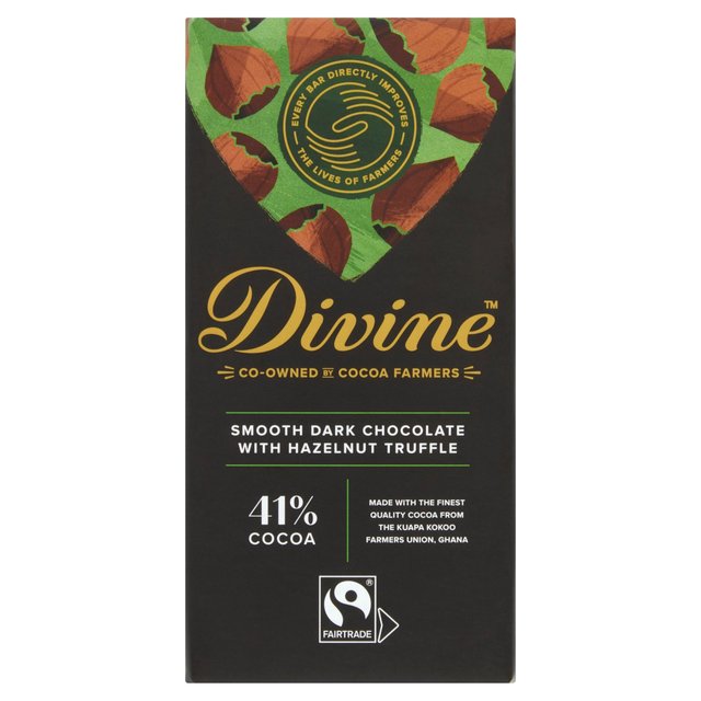 Divine Dark Chocolate With Smooth Hazelnut Bar, 90g