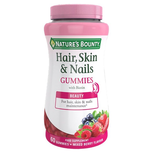 Nature’s Bounty Mixed Berry Hair, Skin & Nails With Biotin Gummies, 60 Per Pack