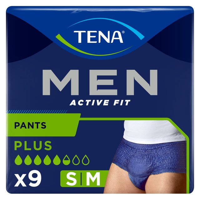 Tena Men Active Fit Incontinence Pants Plus Small/ Medium, 9 Per Pack