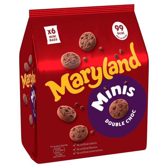 Maryland Cookies Double Chocolate Minis 6 Pack Multipack, 6 x 19.8g