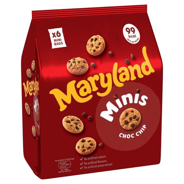 Maryland Cookies Chocolate Chip Minis 6 Pack Multipack, 6 x 19.8g