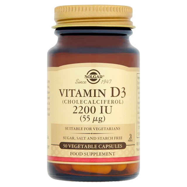 Solgar Vitamin D3 Vegetable Capsules 2200IU, 50 per Pack