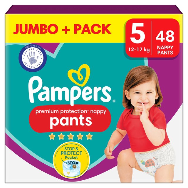 Pampers Active Fit Nappy Pants, Size 5, 12-17kg, Jumbo+ Pack