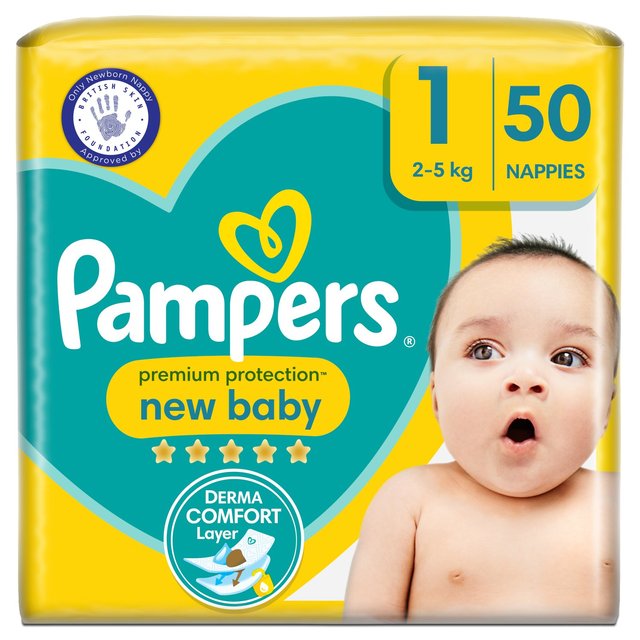 Pampers New Baby Nappies, Size 1, 2-5kg, Essential Pack