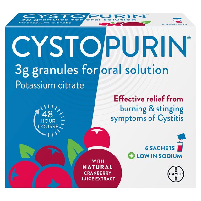 Canesten Cystopurin Granules for Oral Solution With Natural Cranberry Juice Extract, 6 x 3g