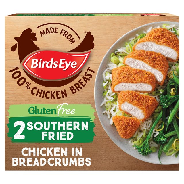 Birds Eye 2 Gluten Free Southern Fried Breaded Chicken Breast Steaks, 180g