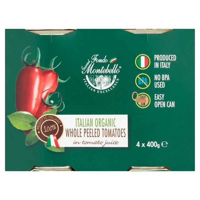 Fondo Montebello Organic Italian Peeled Tomatoes, 4 x 400g