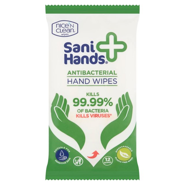 Sani Hands Anti-Bacterial Hand Wipes, 12 Per Pack