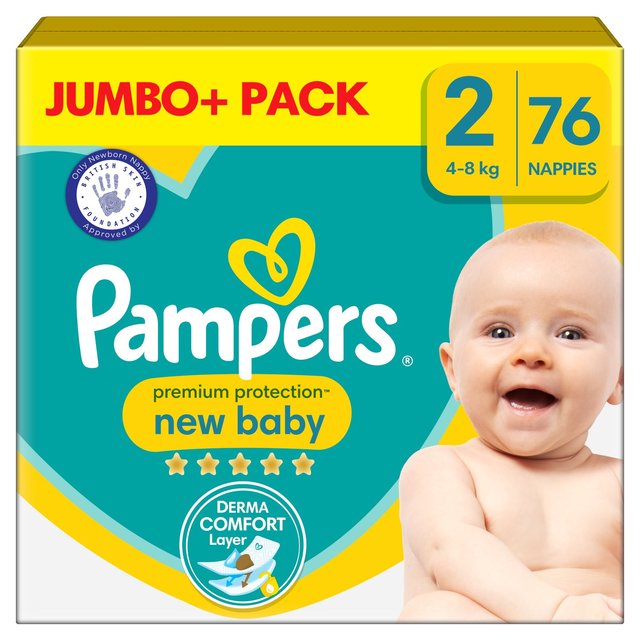 Pampers New Baby Size 2 Jumbo Bag 76 