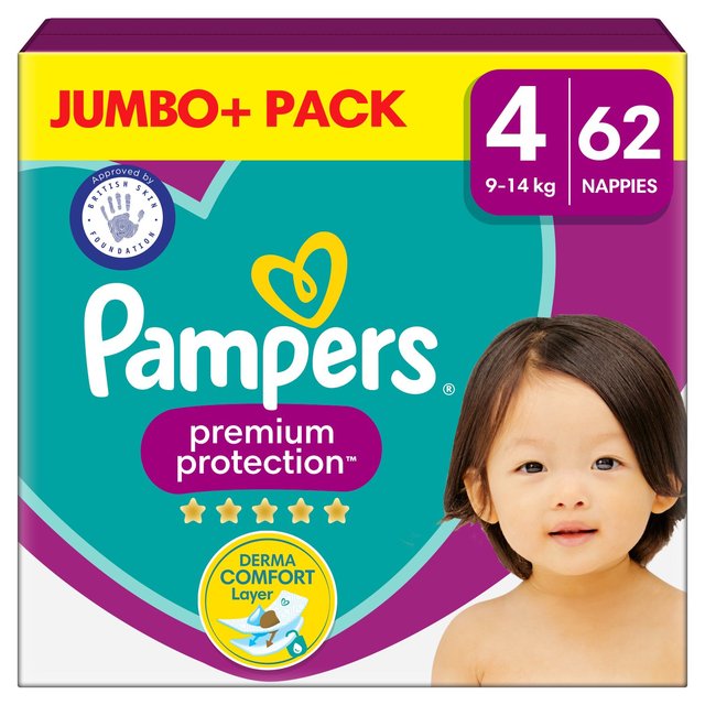 Pampers Active Fit Nappies, Size 4, 9-14kg, Jumbo+ Pack