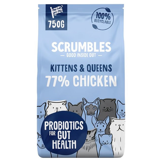 Scrumbles Kitten and Queens Dry Cat Food Chicken, 750g