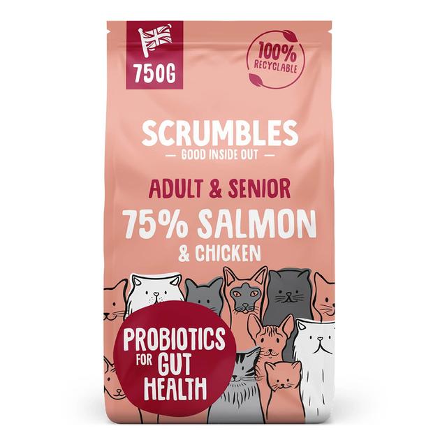 Scrumbles Adult and Seniors Dry Cat Food Chicken With Salmon, 750g