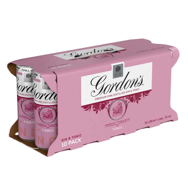 Gordon’s Pink Gin & Tonic, 10 x 250ml