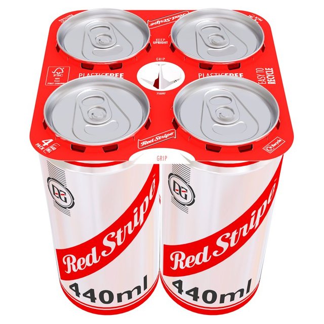 Red Stripe Jamaican Lager Beer Cans, 4 x 440ml