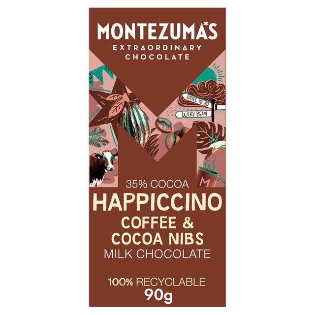 Montezuma’s Happiccino Coffee & Cocoa Nibs Milk Chocolate Bar, 90g