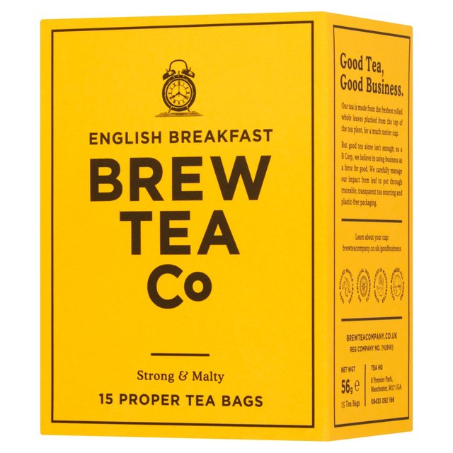 Brew Tea Co English Breakfast Tea Bags, 15 Per Pack