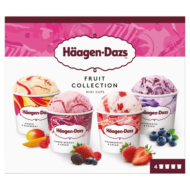 Hagen-Dazs Fruit Collection Mini Cups Ice Cream, 4 x 95ml
