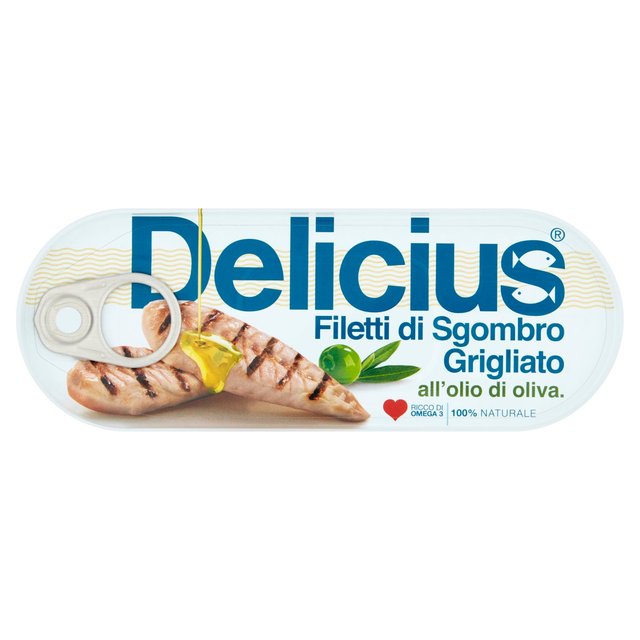 Delicius Grilled Mackerel Fillets in Olive Oil, 110g