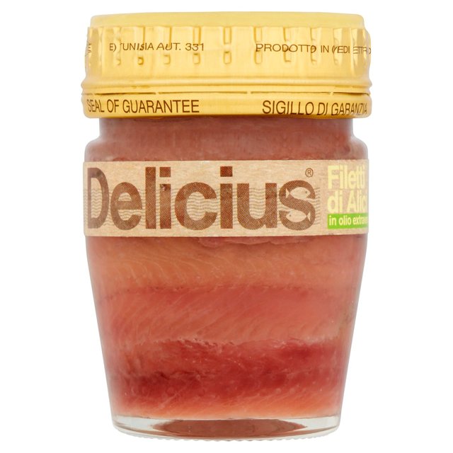 Delicius Anchovy Fillets in Organic Extra Virgin Olive Oil, 58g