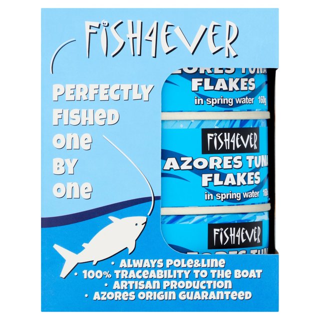 Fish 4 Ever Azores Skipjack Tuna Flakes in Spring Water, 3 x 160g