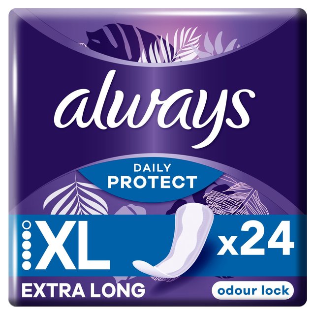 Always Dailies Extra Protect Long Plus Panty Liners, 24 Per Pack