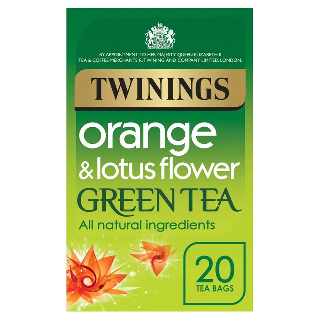 Twinings Orange & Lotus Flower Green Tea, 20 Tea Bags, 20 Per Pack