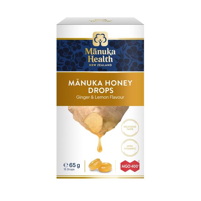 Manuka Health Mgo 400+ Manuka Honey Drops With Ginger & Lemon, 65g
